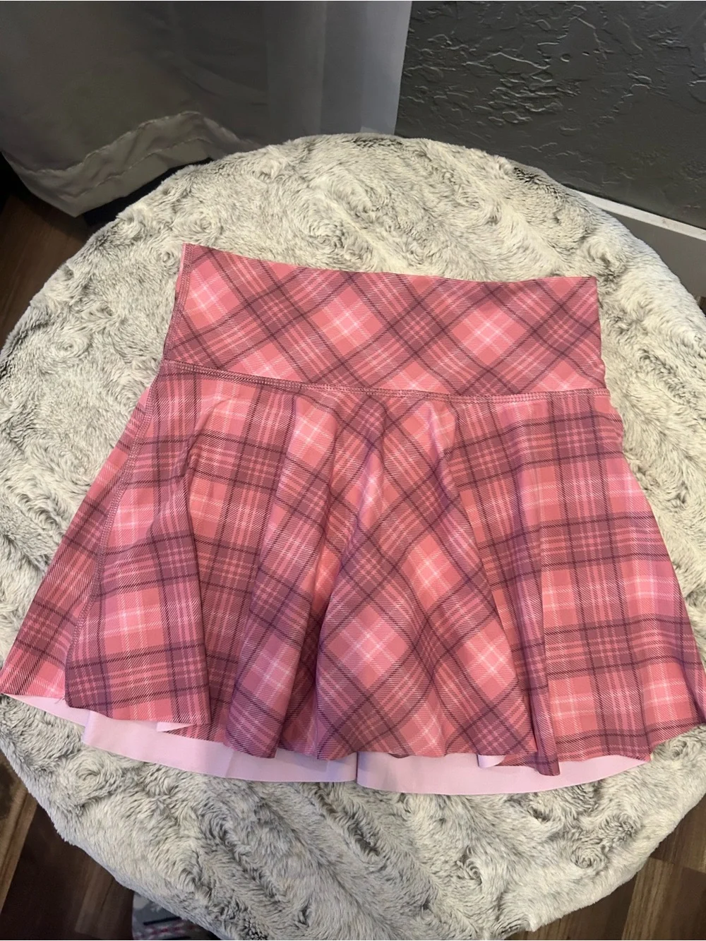 Old Navy Pink Plaid Flared Skort